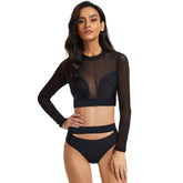 Badeanzug Crop Top Schwimmshirt Langarm Bikini